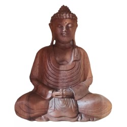 Boeddha hout - Meditatie Mudra - 40 cm -handen in schoot-