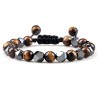 Stones for Health Tijgeroog en Hematiet 8mm kralen Bruin edelstenen verstelbare armband