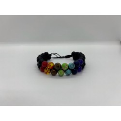 Stones for Health 7 Chakras dubbel  edelstenen  8mm kralen  verstelbare armband