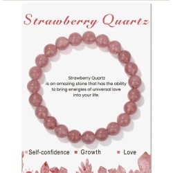 Stones for Health Strawberry Quarts Edelsteen armband 8mm kralen / size 17 cm