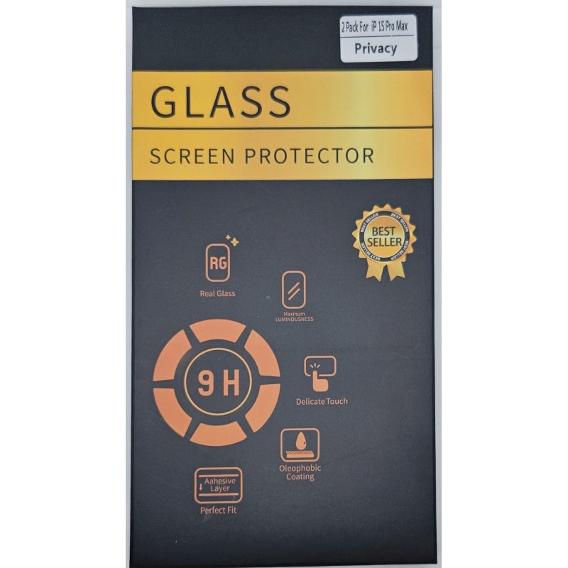 Iphone 15 Pro Max Private screenprotectors / Privacy Glass Screenprotector 2 stuks in doos 8 euro!!!eit 8 euro!!!