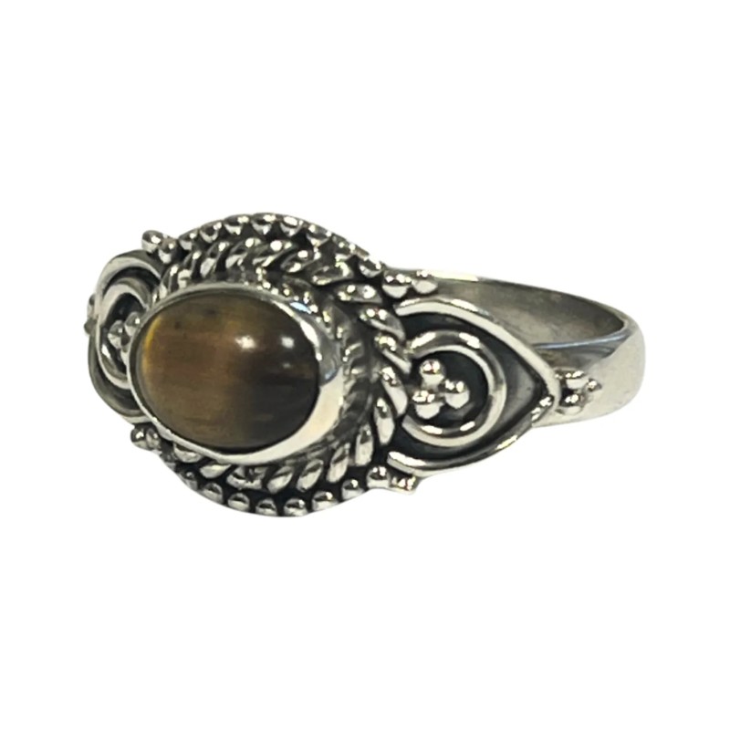 Tijgeroog boho ring zilver nr.5 - maat 18