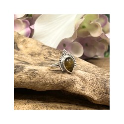 Tijgeroog boho ring zilver nr.4 - maat 17