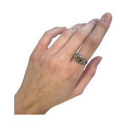 Tijgeroog boho ring zilver nr.5 - maat 18