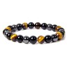 Stones for Health Triple Protection armband /  8mm kralen / 18 cm Tijger oog /obsidian / Hematite