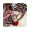 Mala ketting Rhudraksha boeddha hoofd rode kwast 35 cm