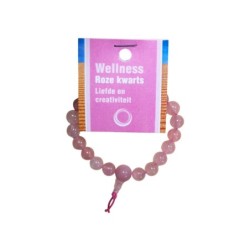 Rozenkwarts powerbead armband + kaart