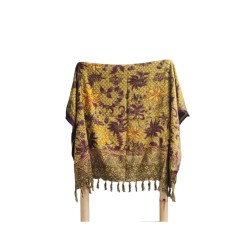 Om Namaste Sarong - 623 - Batik Pracht - Bordeaux & Geel