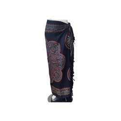 Om Namaste Sarong - 628 - Kleurige Bloem op Zwart