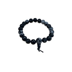 Obsidiaan sneeuwvlok powerbead armband + kaart