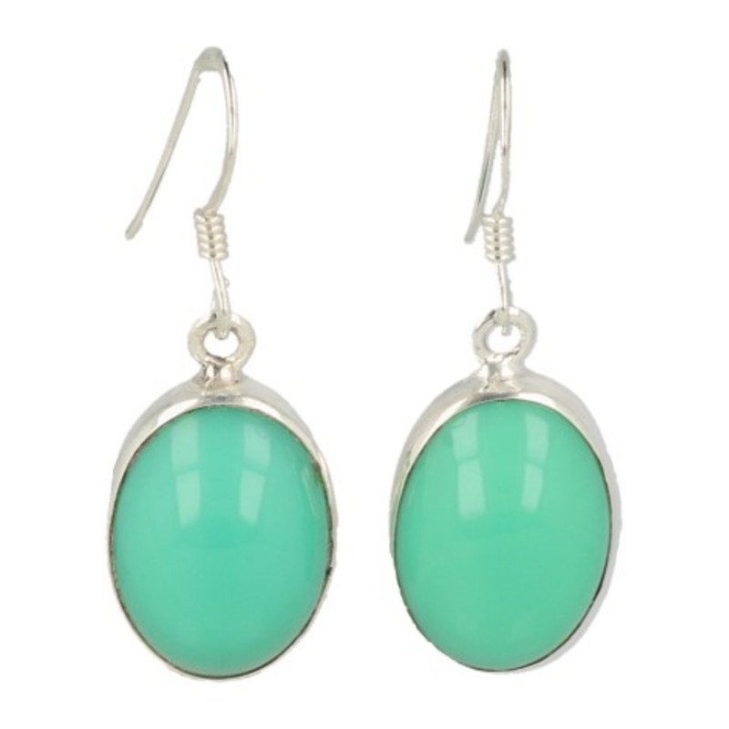 Chrysopraas zilveren oorbellen ovaal (gekleurd)