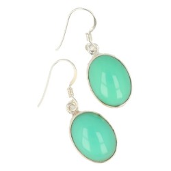 Chrysopraas zilveren oorbellen ovaal (gekleurd)