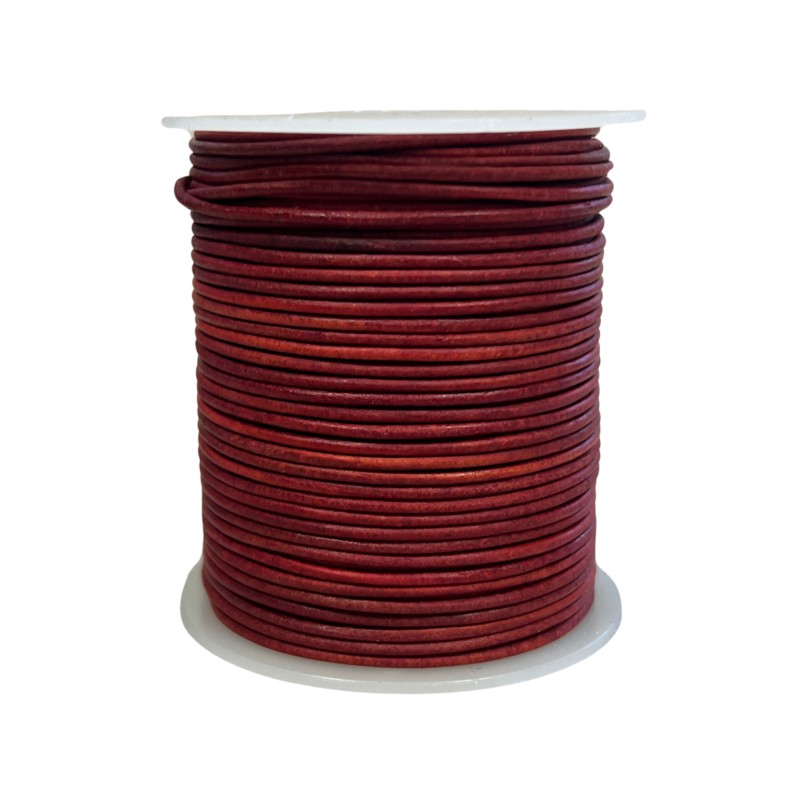 Leren koord rol 1,5mm 50m rood