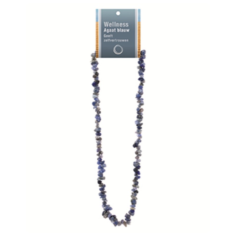 Agaat blauw splitketting + kaart (gekleurd)