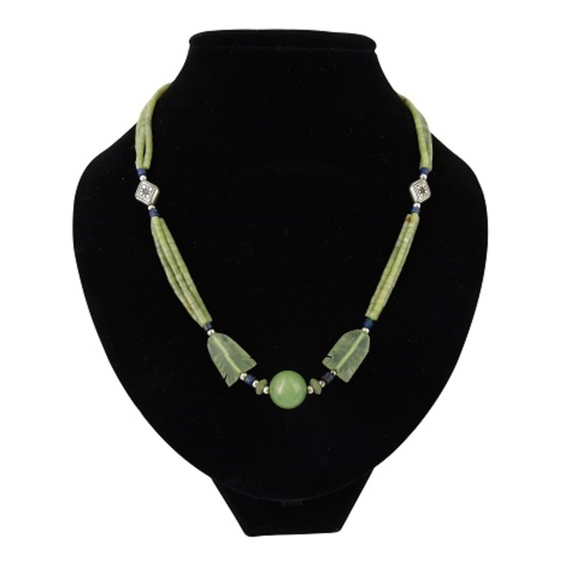 Bohemian ketting Jade 3 streng met bol