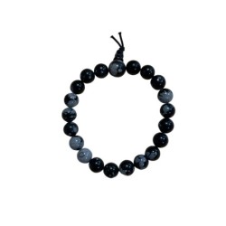 Obsidiaan sneeuwvlok powerbead armband