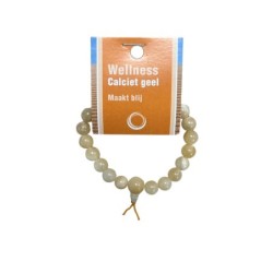 Calciet geel powerbead armband + kaart