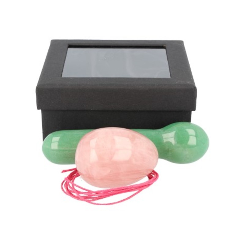 Yoni massage set Roze kwarts / Aventurijn groen