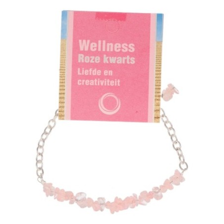 Roze kwarts bar armband + kaart