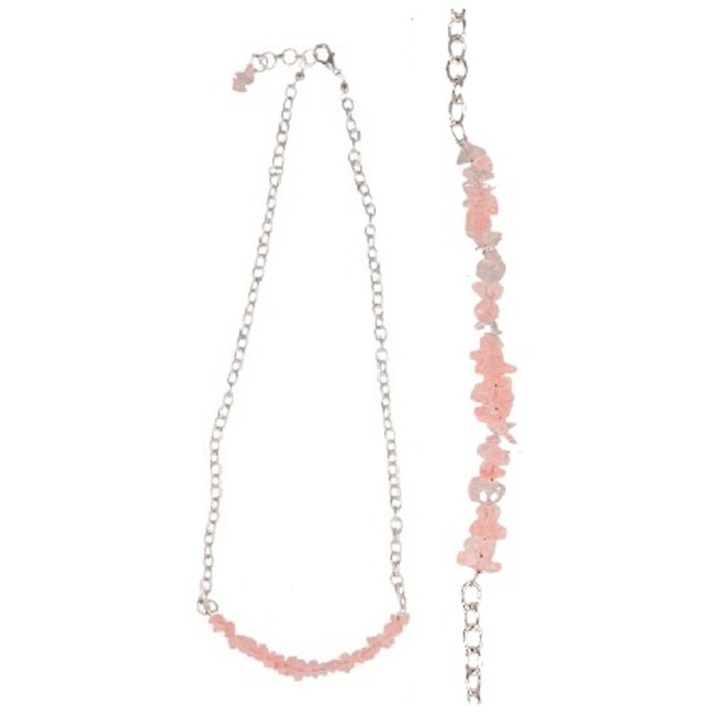 Roze kwarts bar ketting