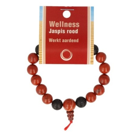 Jaspis rood powerbead mannen armband + kaart 21 cm