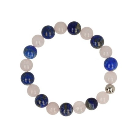 Lapis Lazuli en Roze kwarts kralen armband mannen