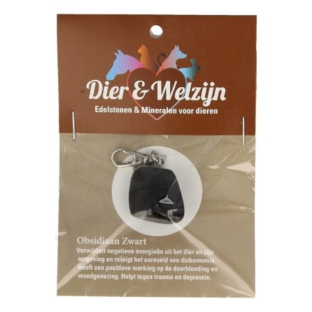 Obsidiaan zwart halsband hanger Dier & Welzijn