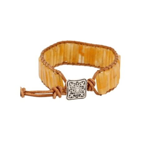 Calciet geel leren armband gipsy-style