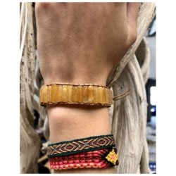 Calciet geel leren armband gipsy-style