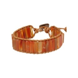 Carneool leren armband gipsy-style