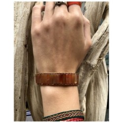 Carneool leren armband gipsy-style