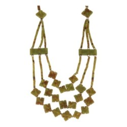 Jade bohemian ketting 3-streng klaver licht