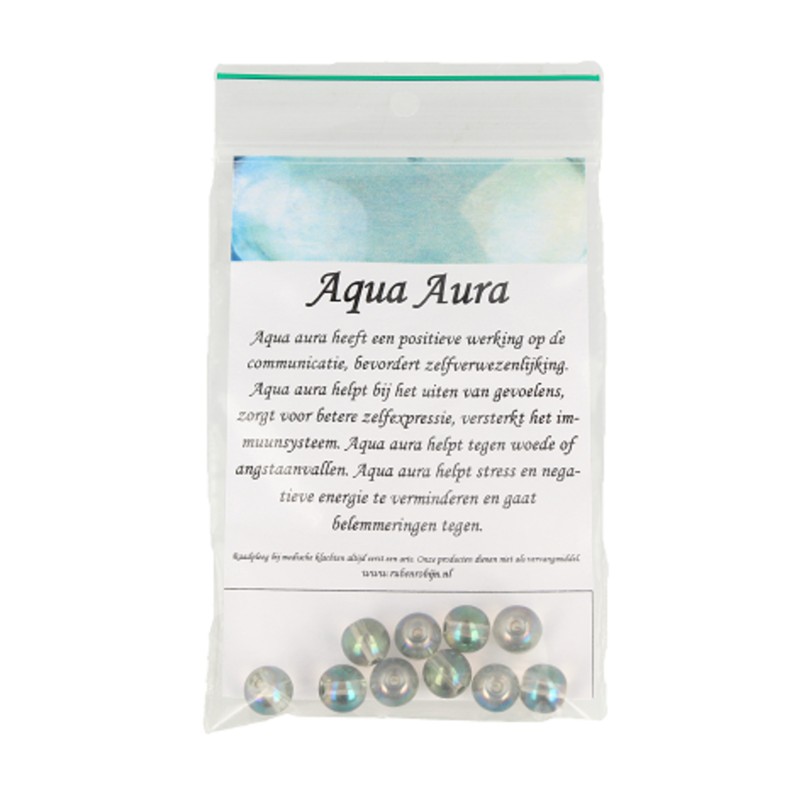 Kralen Aqua Aura licht 8 mm - 10 st. (gecoat)