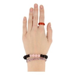 Kralenarmband Lavasteen / Roze kwarts