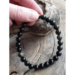 Obsidiaan goud kralenarmband 8mm mannen