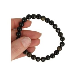 Obsidiaan goud kralenarmband 8mm mannen