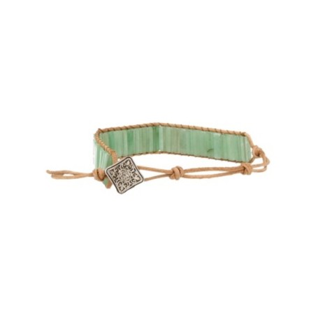 Aventurijn groen leren armband gipsy-style