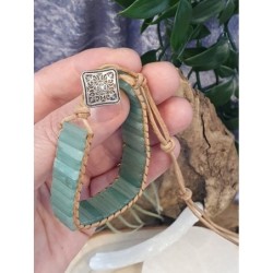 Aventurijn groen leren armband gipsy-style