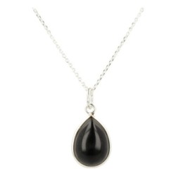 Obsidiaan zwart druppel sieraden set zilver