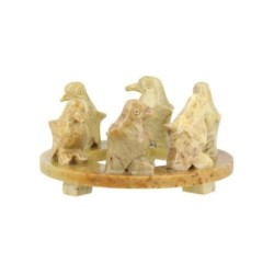 Speksteen Pinguins op ring (8cm)