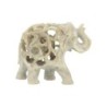 Speksteen olifant in olifant 6,5 cm slurf op