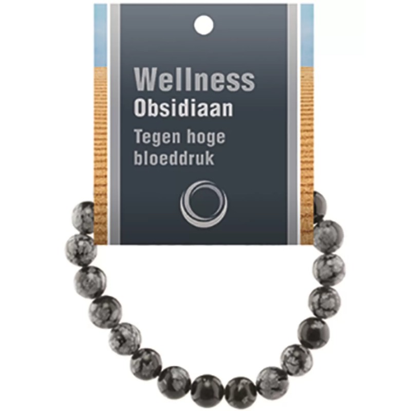 Obsidiaan sneeuwvlok powerbead armband + kaart