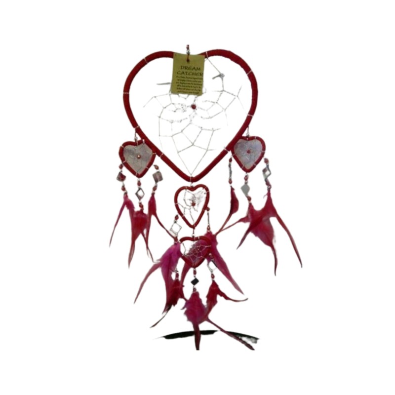 Dromenvanger - Hartje met spiegels - Rood - 17 cm - Dreamcatcher