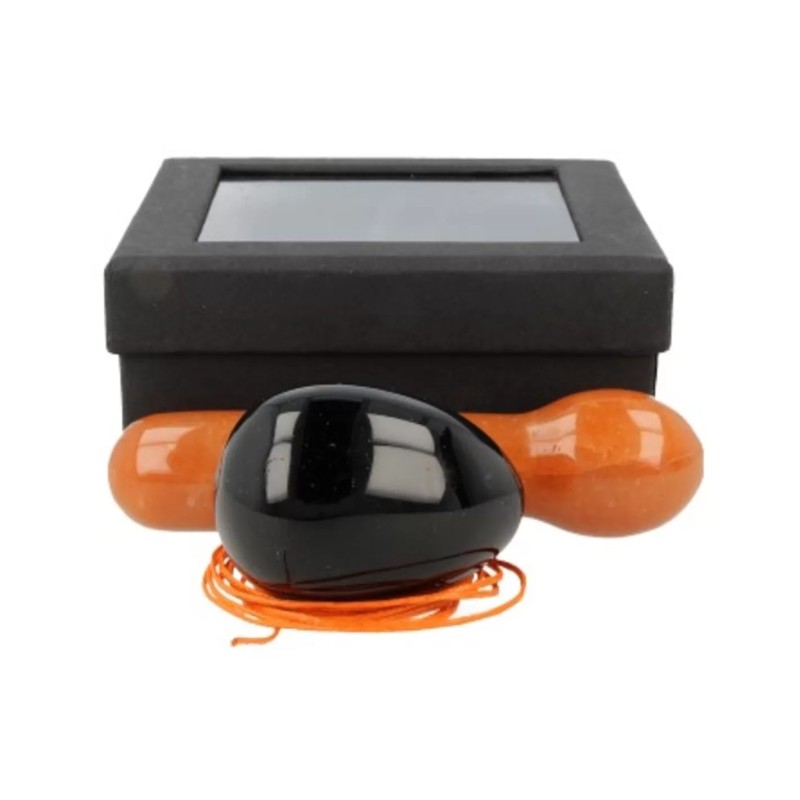 Yoni massage set Obsidiaan / Aventurijn oranje