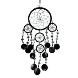 Dromenvanger spiegel-schelp 11 CM - Zwart - Dream Catcher