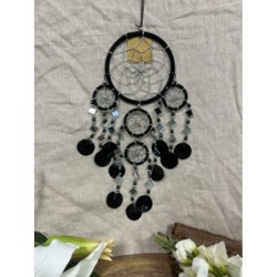 Dromenvanger spiegel-schelp 11 CM - Zwart - Dream Catcher