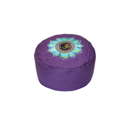 YogaStyles Symbolic Meditatiekussen Ohm met blauw Lotus op paars