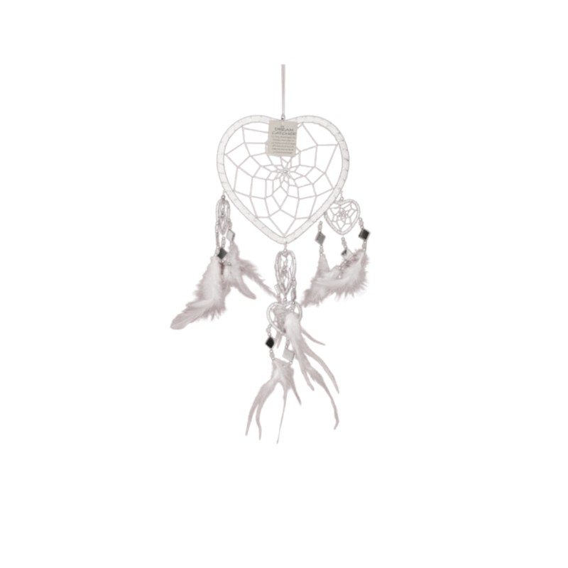 Dromenvanger Hartje met spiegels - wit - 17 cm - Dreamcatcher