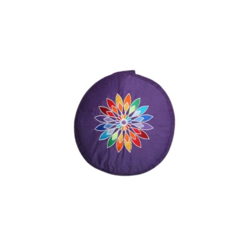 YogaStyles Meditatiekussen Symbolic Rainbow met paarse kant