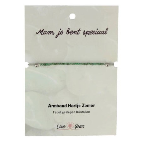 Hartje zomer armband Smaragd - Moederdag